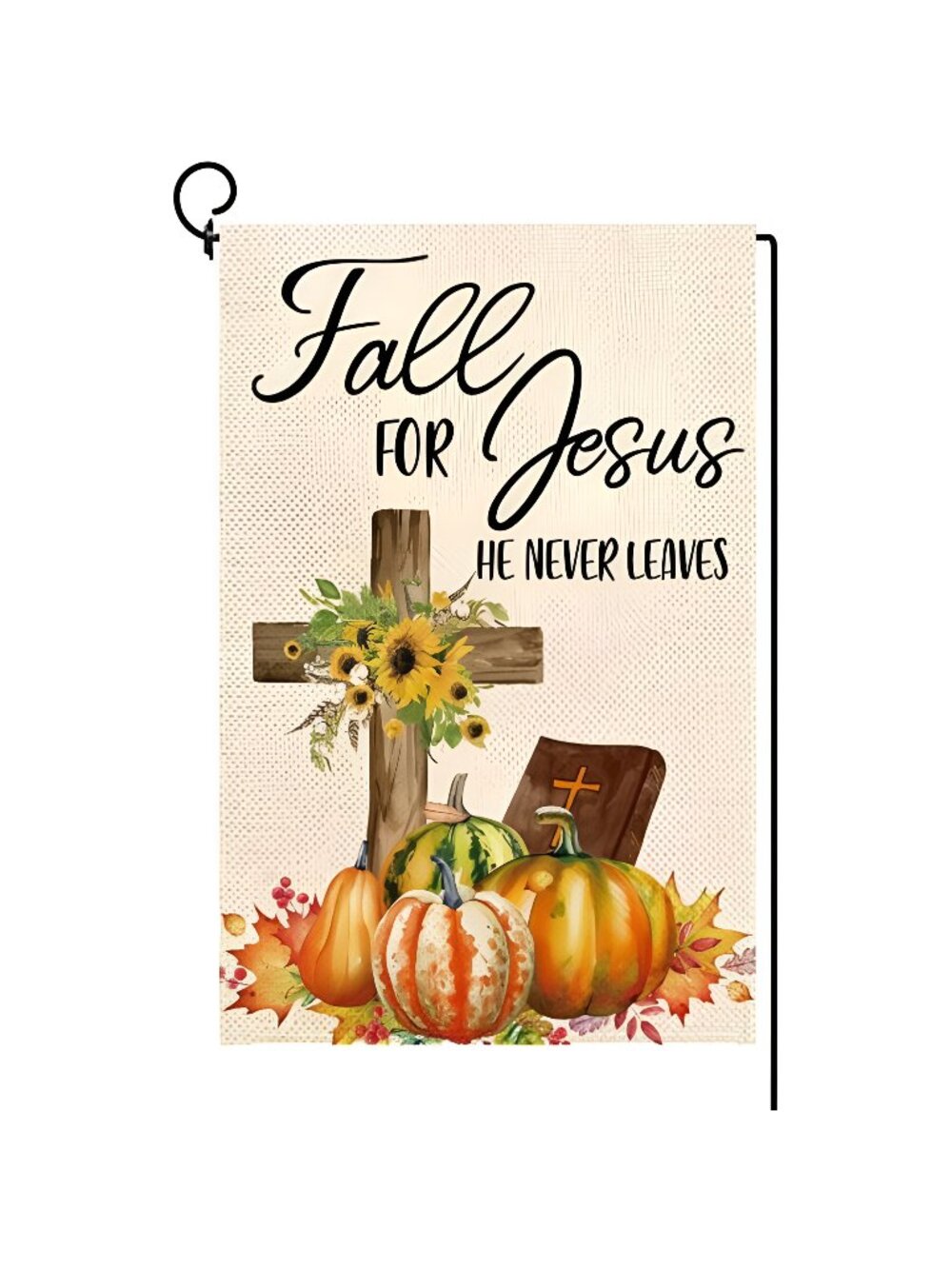 Fall For Jesus Pumpkin Garden Flag 12 x 18 Inch Vertical Double Sided
